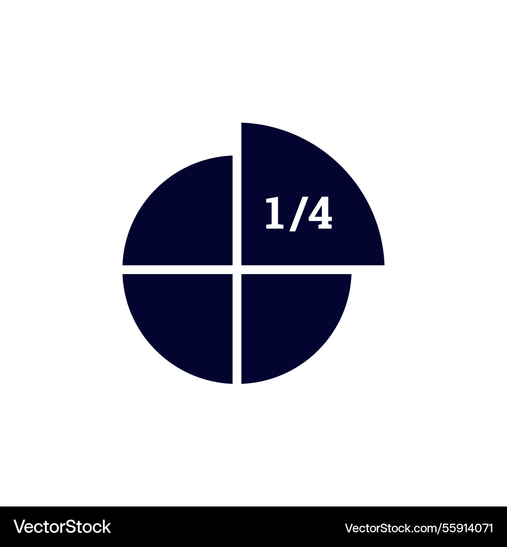 Circular chart with quarter section highlighted Vector Image