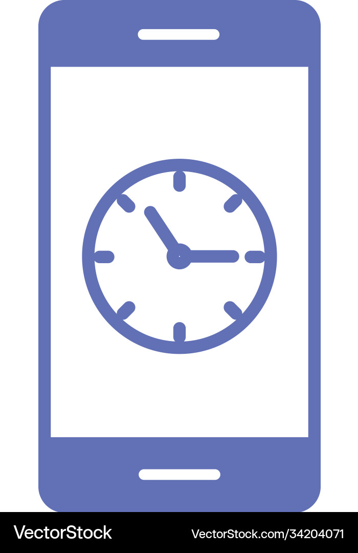 Clock in smartphone line and fill style icon Vector Image