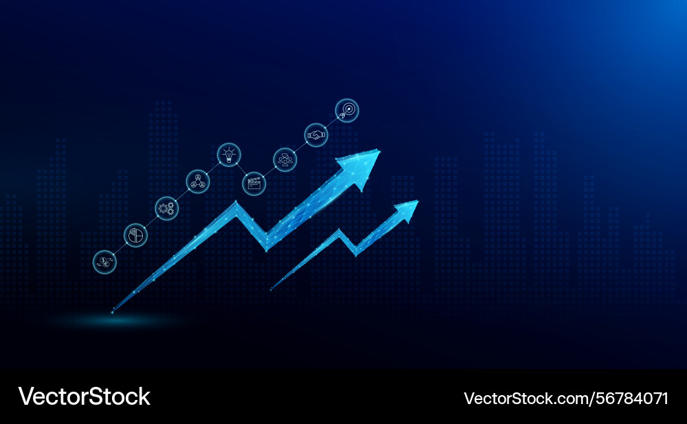 Digital arrow up into outer space and finance Vector Image