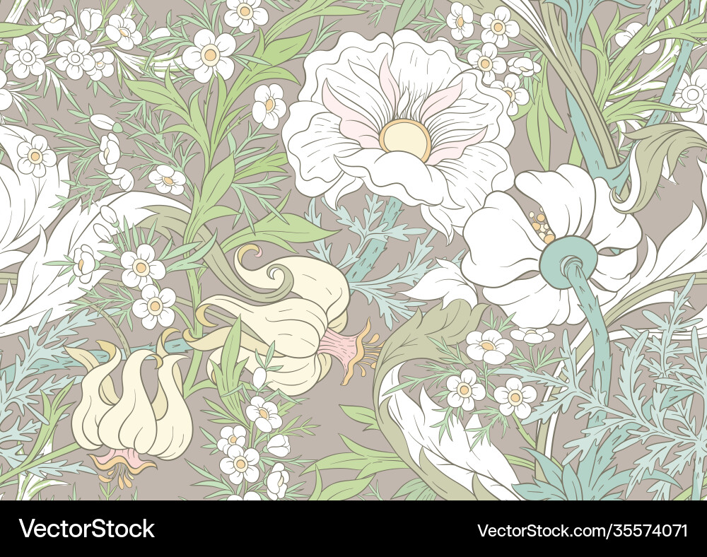 Floraler nahtloser Musterhintergrund mit Kunst Floraler nahtloser Musterhintergrund mit Kunst vektorbild