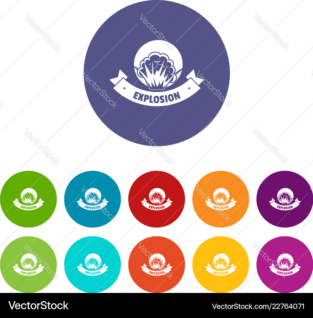 Frame explosion icons set color Frame explosion icons set color vector image