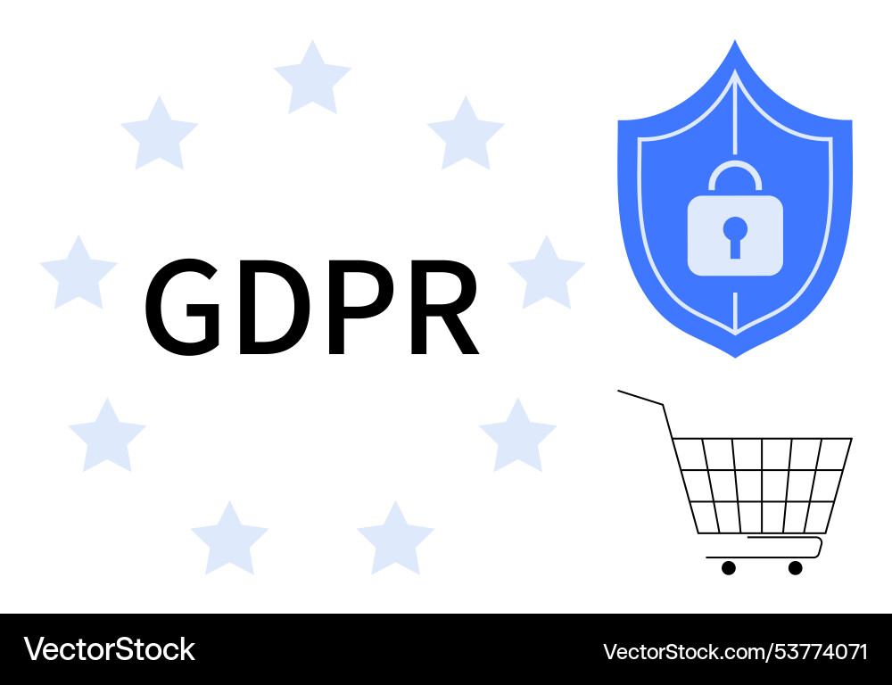 Gdpr data protection and security with shopping Gdpr data protection and security with shopping vector image