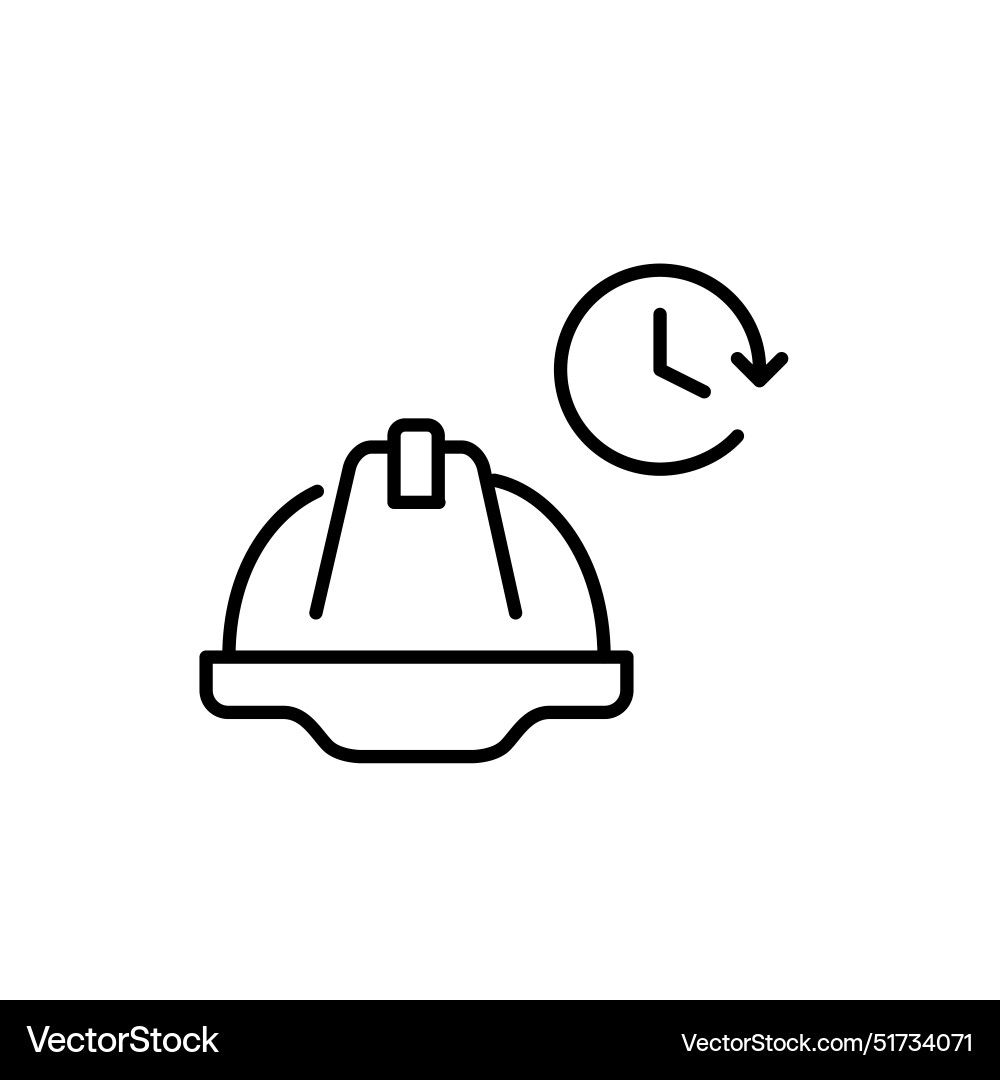 Hard hat and clock web development timeline Vector Image
