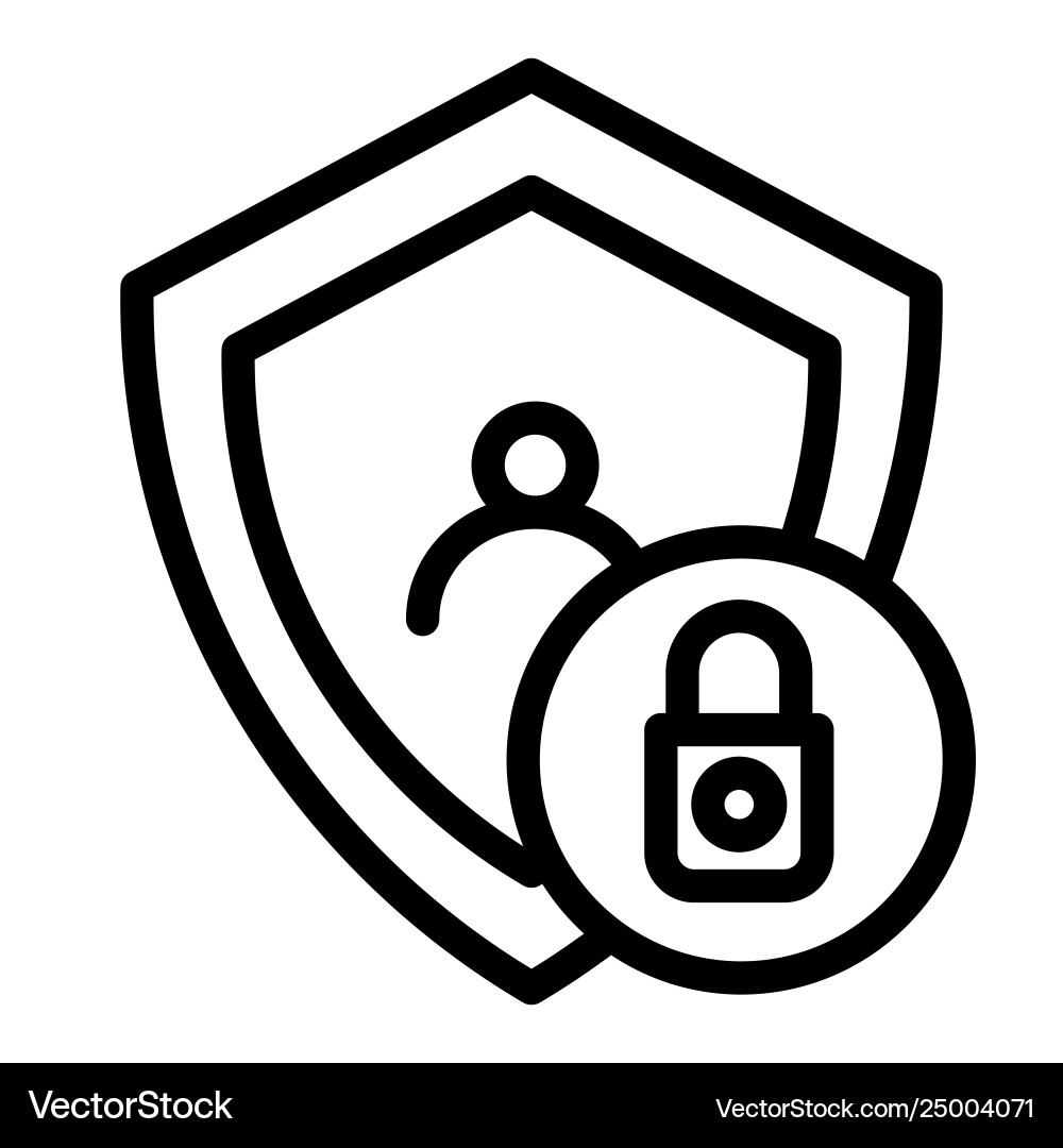 Locked user line icon account with shield Vector Image