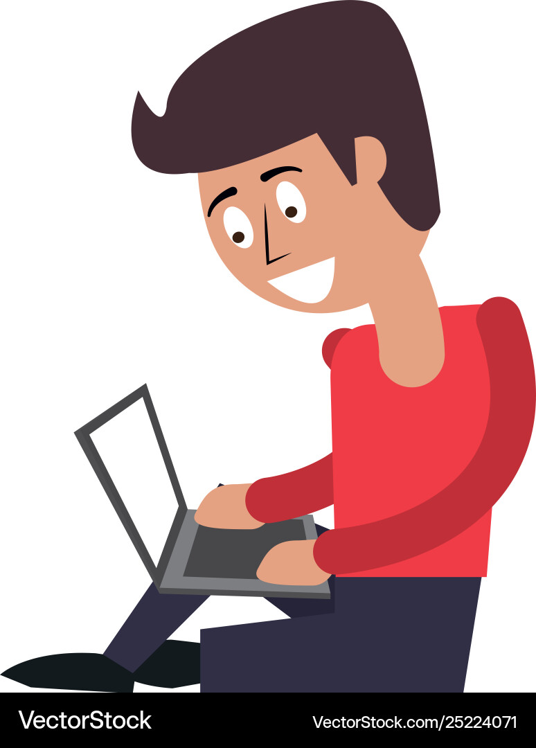 Man using computer vector image