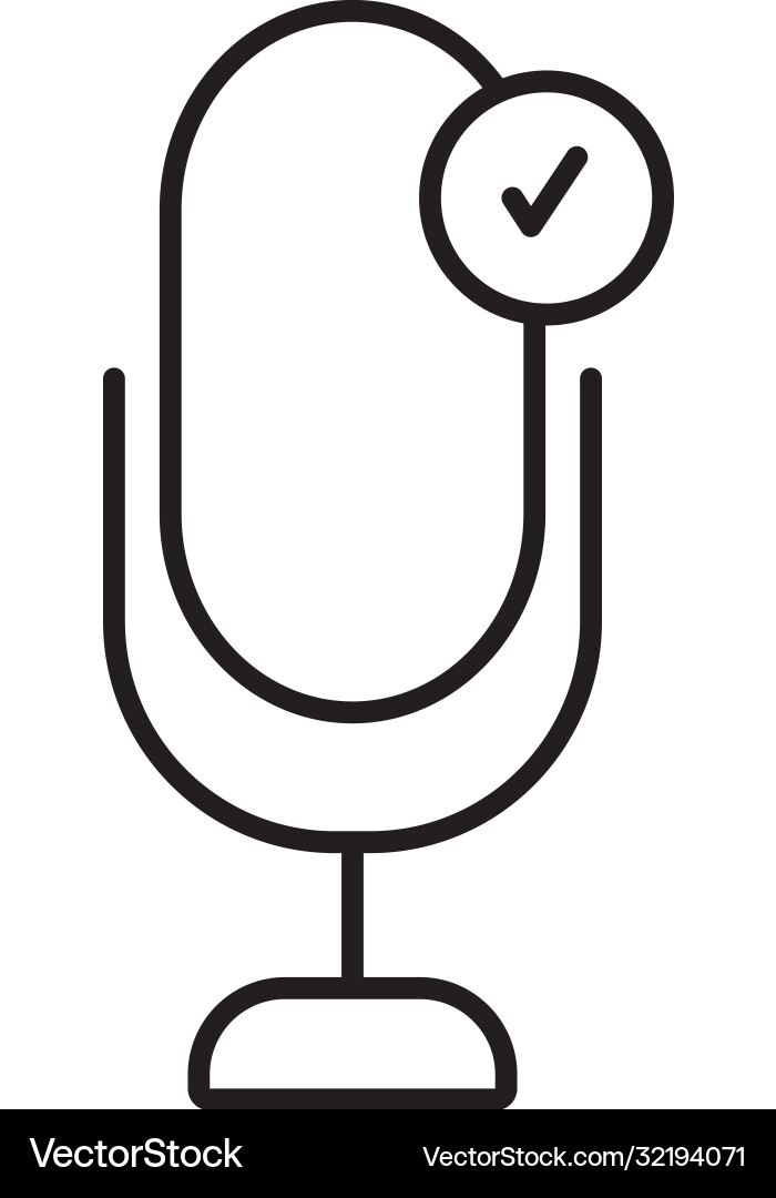 Microphone with check symbol icon line style Vector Image