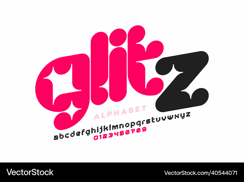 Modern stylized glitz font alphabet letters vector image