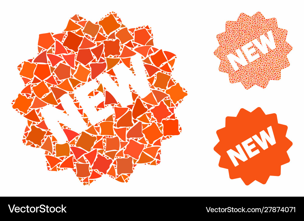 New tag mosaic icon bumpy elements vector image