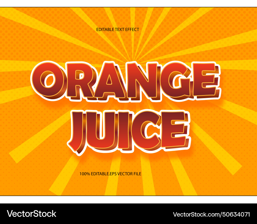 Orange juice editable text effect emboss gradient Orange juice editable text effect emboss gradient vector image