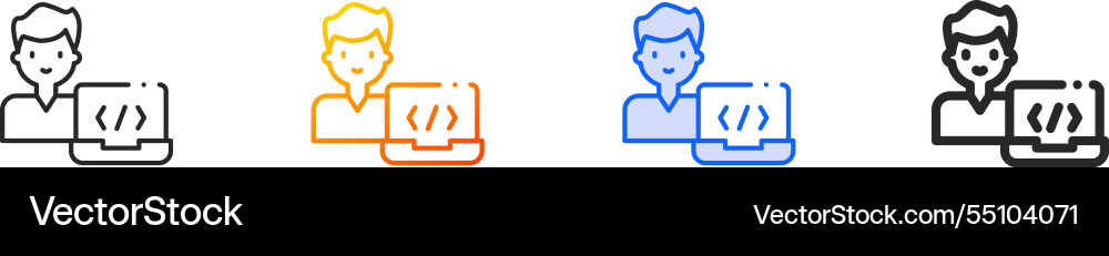 Programmer iconthin linear gradient blue stroke Programmer iconthin linear gradient blue stroke vector image