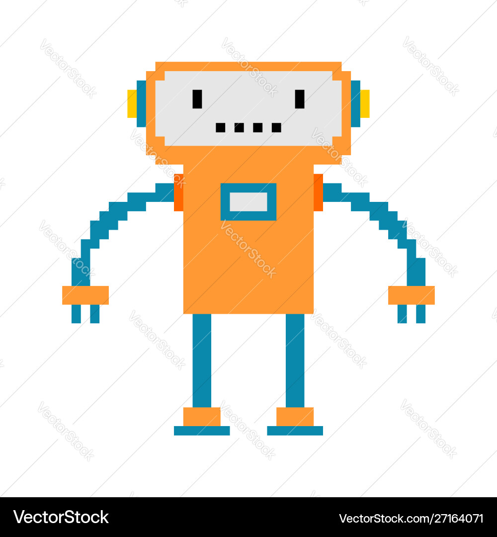 Robot pixel art 8 bit cyborg digital technology Robot pixel art 8 bit cyborg digital technology Vector Image
