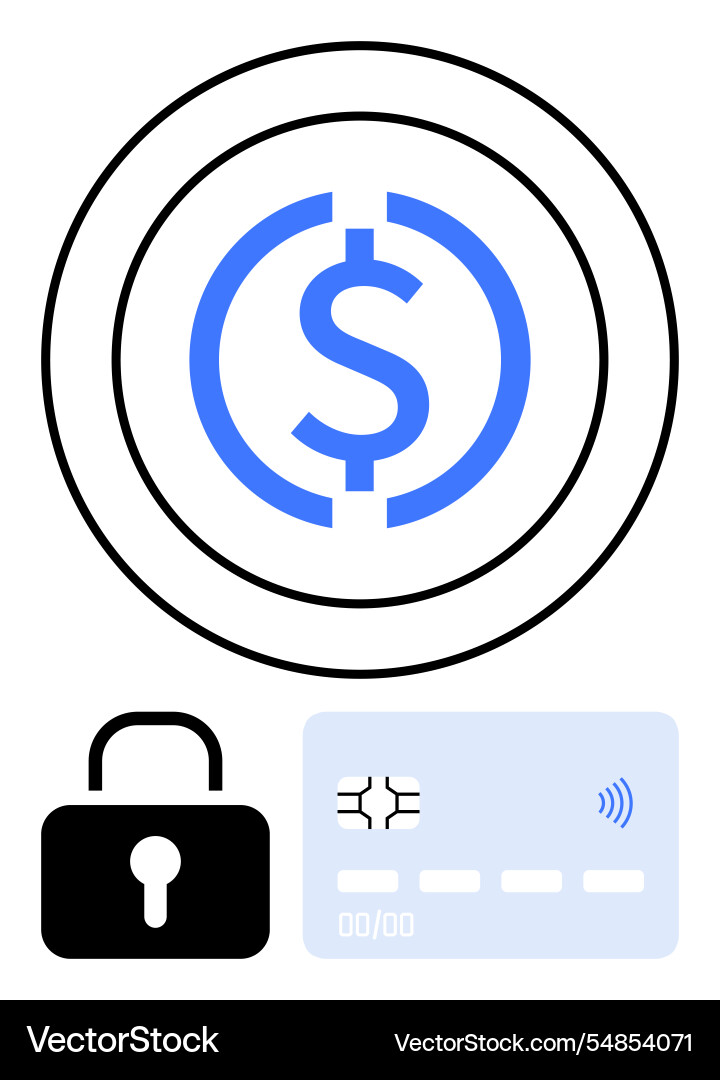 Secure payment system with lock icon dollar Secure payment system with lock icon dollar Vector Image