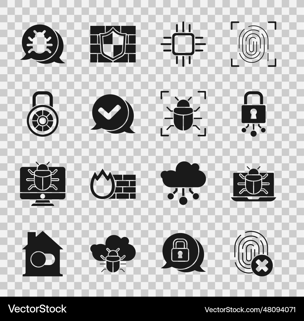Set cancelled fingerprint system bug on monitor Set cancelled fingerprint system bug on monitor Vector Image