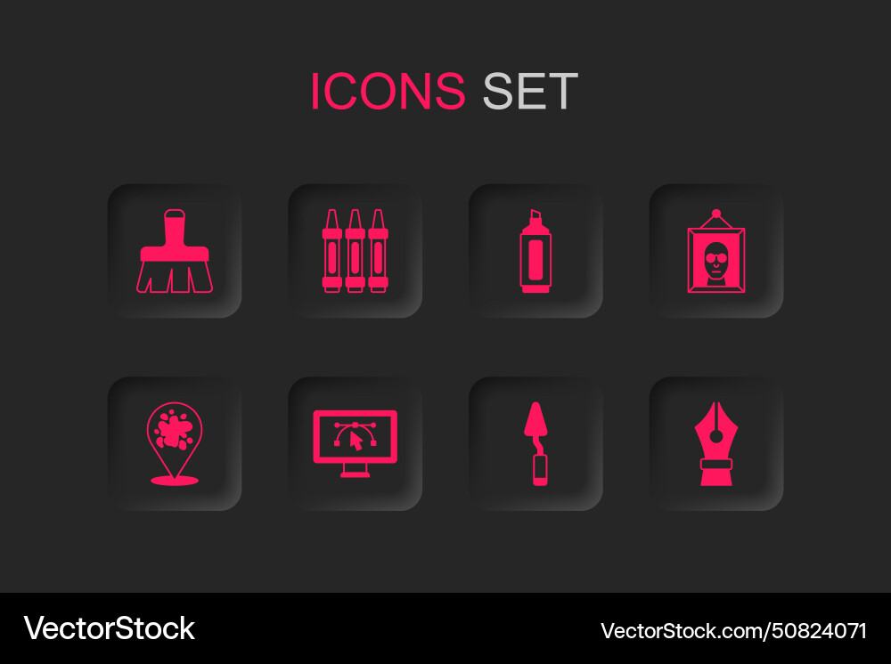 Set computer with design program wax crayons vector image