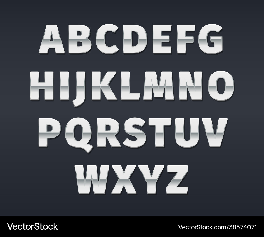 Silver 3D Alphabet Text Templates Vector Image