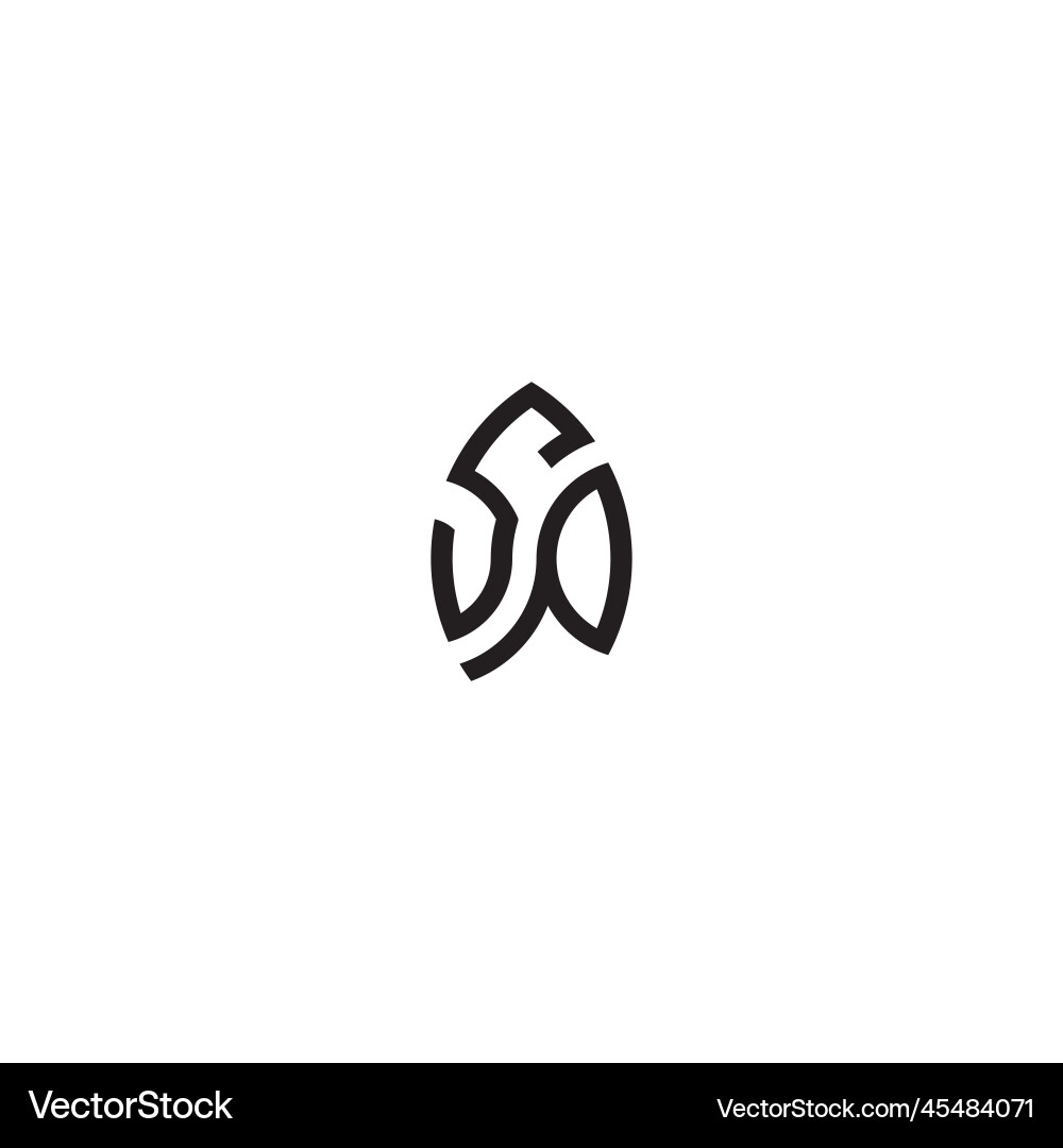 Sp leaf shape line initial concept with high Sp leaf shape line initial concept with high vector image