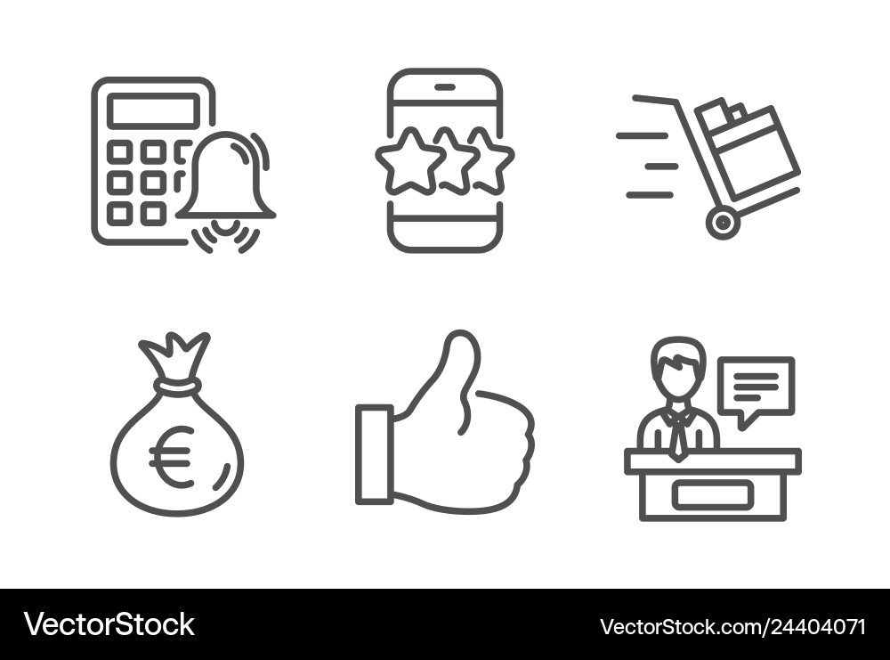 Star like and calculator alarm icons set push Star like and calculator alarm icons set push Vector Image