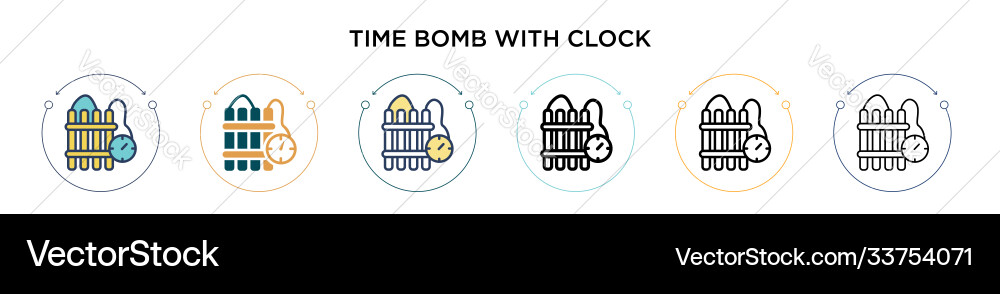 Time bomb with clock icon in filled thin line Time bomb with clock icon in filled thin line vector image