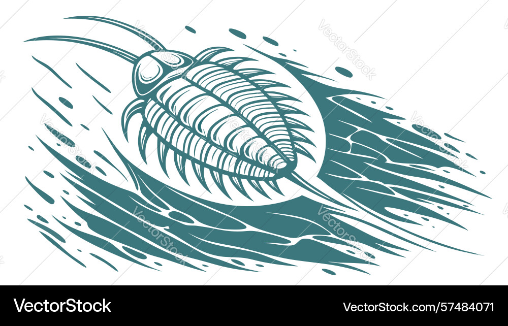 Trilobite fossil in an abstract dynamic wave vector image