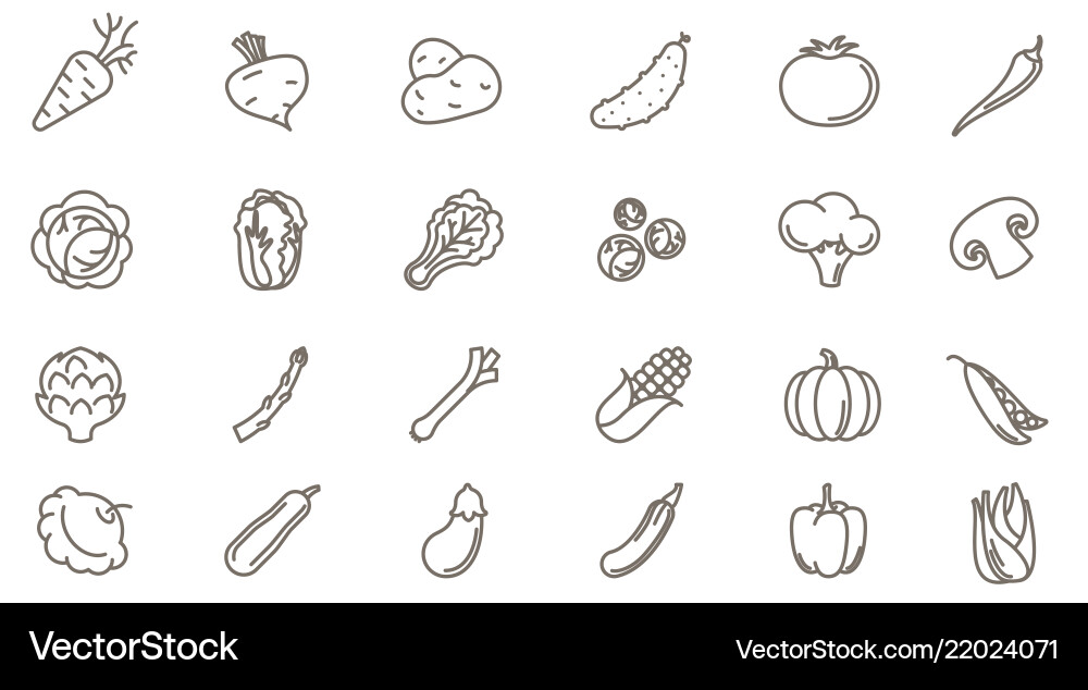 Vegetable Icon Set - Thin Line Royalty Free Vector Image