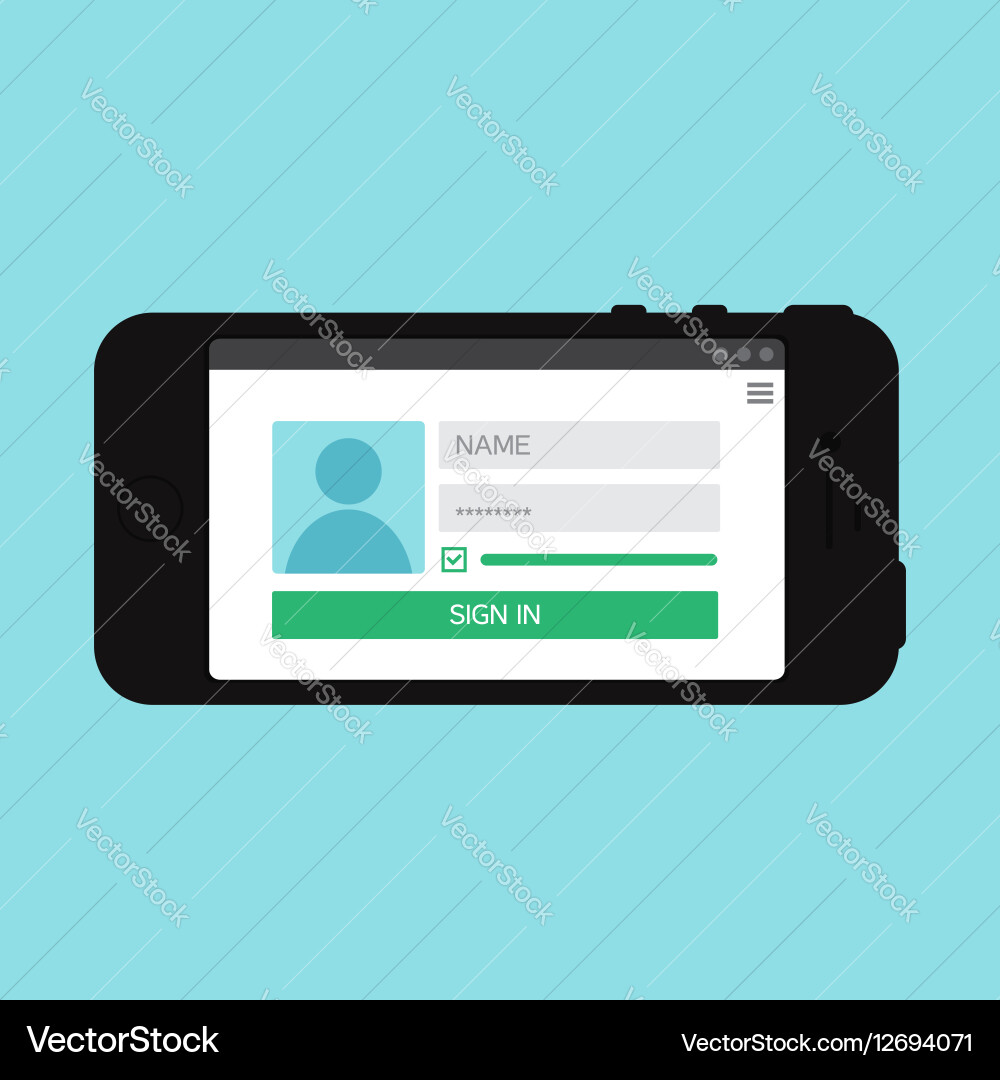 Web template of smartphone login form vector image