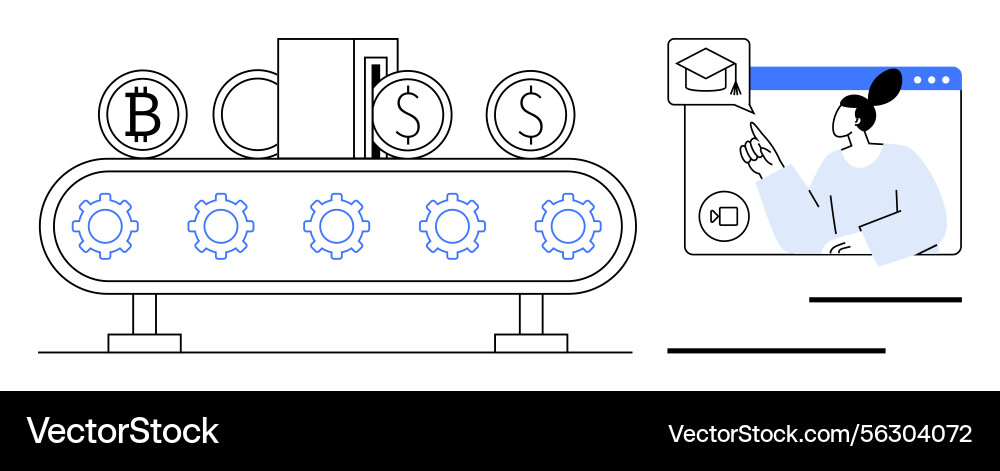 Automation process converting cryptocurrency Automation process converting cryptocurrency vector image