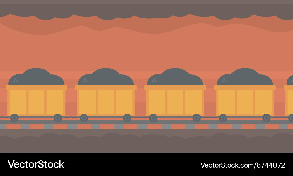 Background of underground tunnel with mining cart vector image