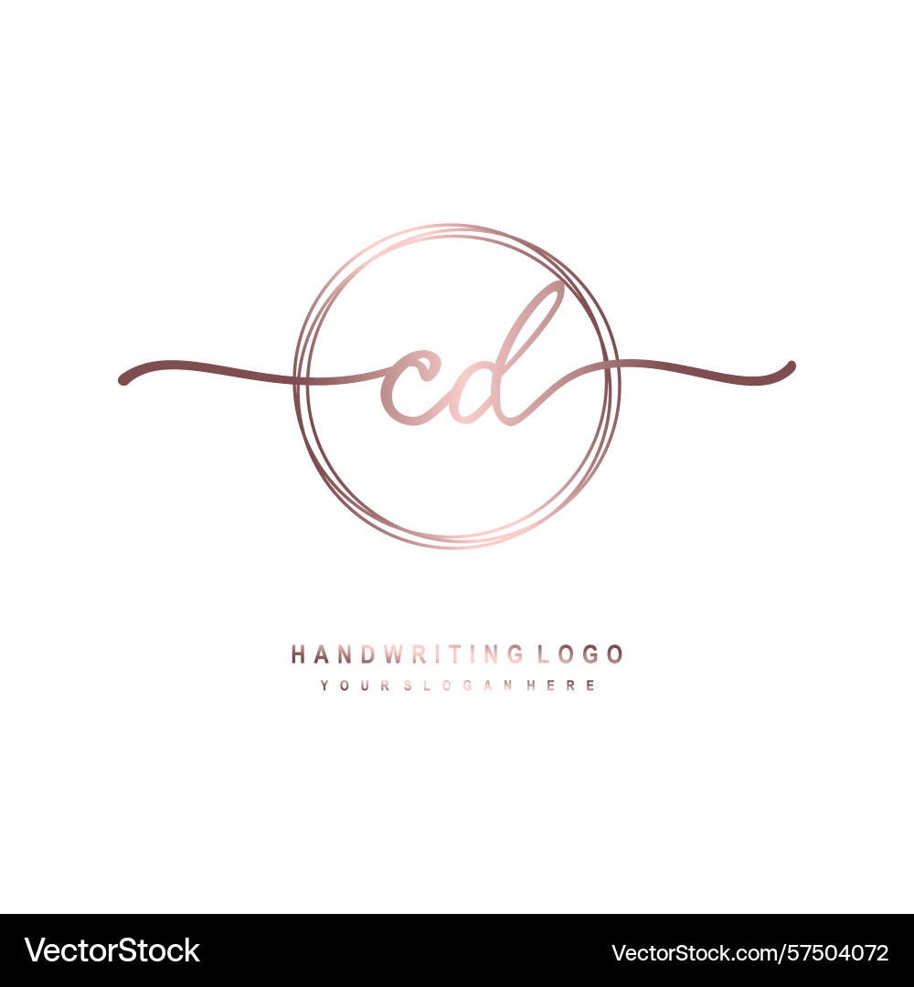 Cd initial handwriting logo with circular wave Vector Image