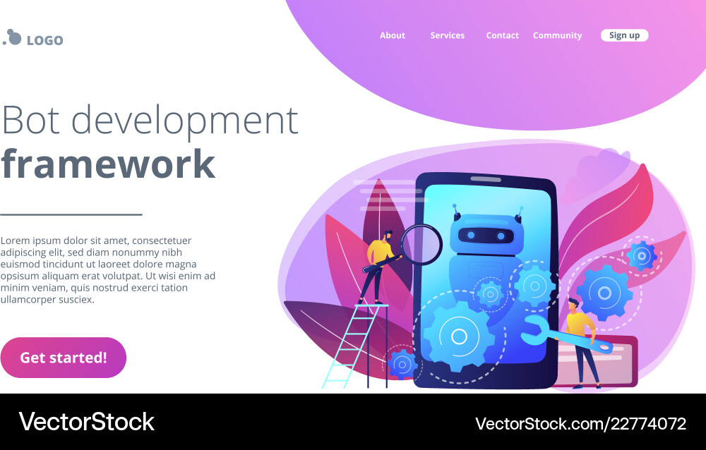 Chatbot app developmentconcept landing page Chatbot app developmentconcept landing page vector image