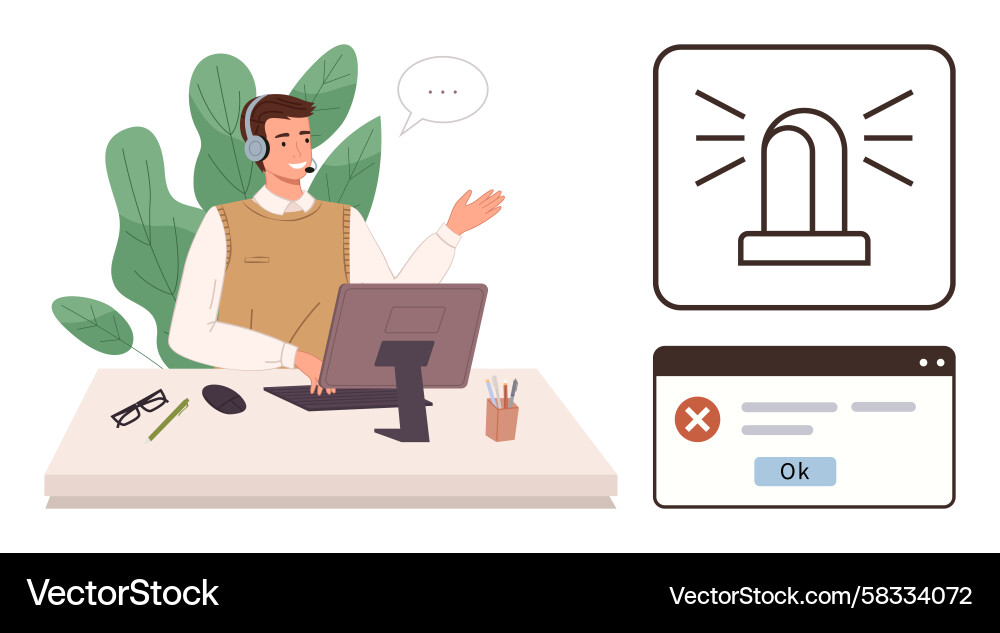 Customer Support Tech Issue Resolution Vector Image