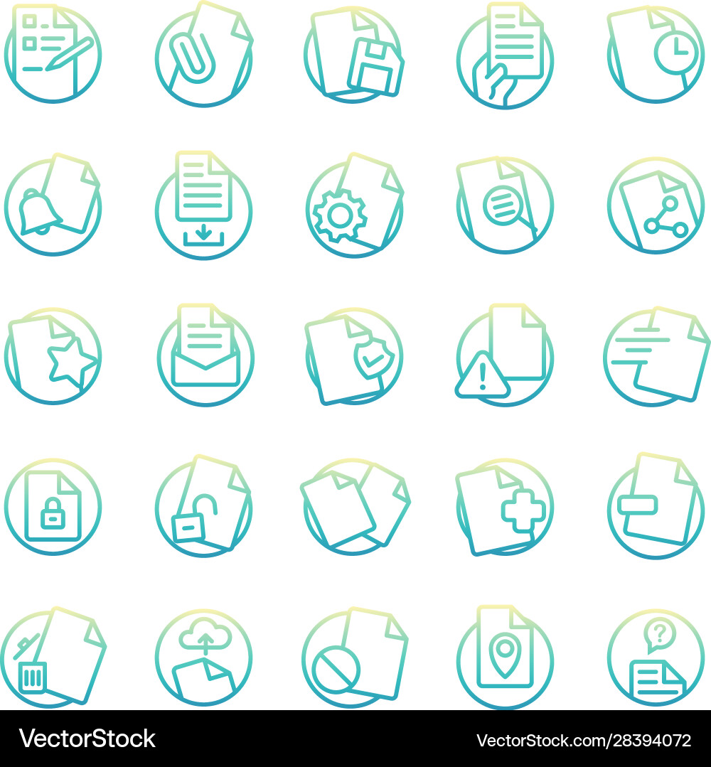 Document gradient icon set Document gradient icon set vector image