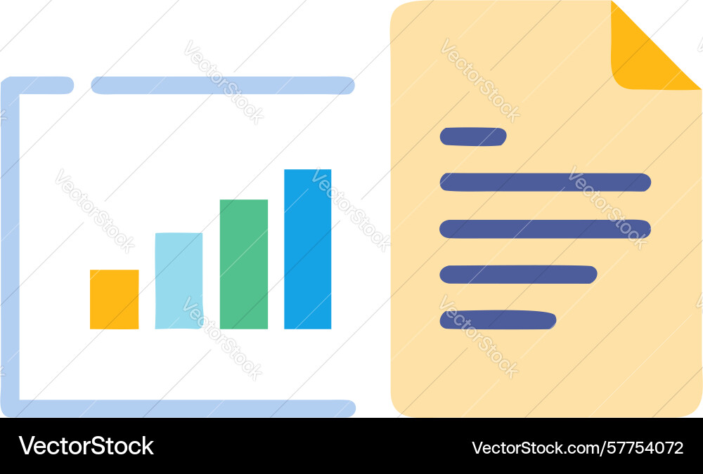 Document with bar chart for data analysis design vector image