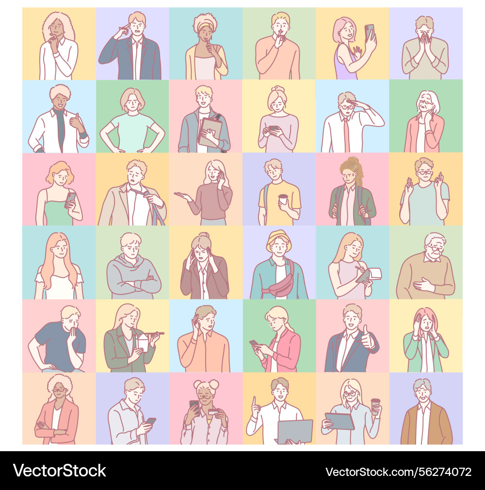 Exploring diverse expressions and emotions within Exploring diverse expressions and emotions within Vector Image