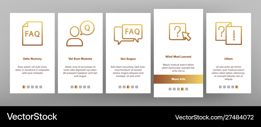 Faq frequently asked questions onboarding set Faq frequently asked questions onboarding set vector image