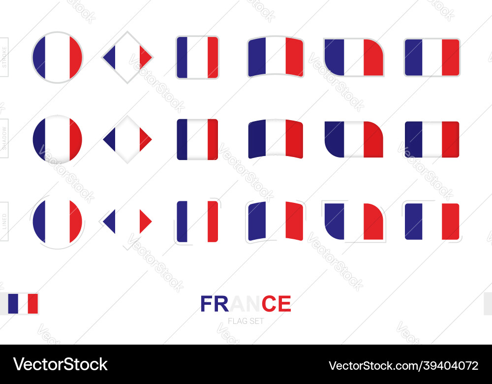 France flag set simple flags of with three Vector Image
