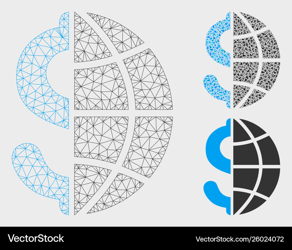 Global business mesh 2d model and triangle Global business mesh 2d model and triangle vector image