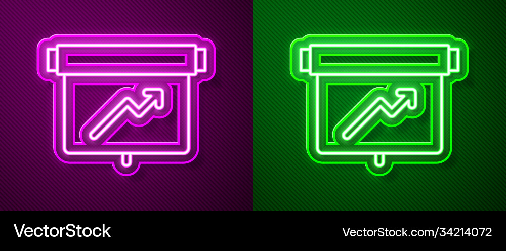 Glowing neon line board with graph chart icon Vector Image