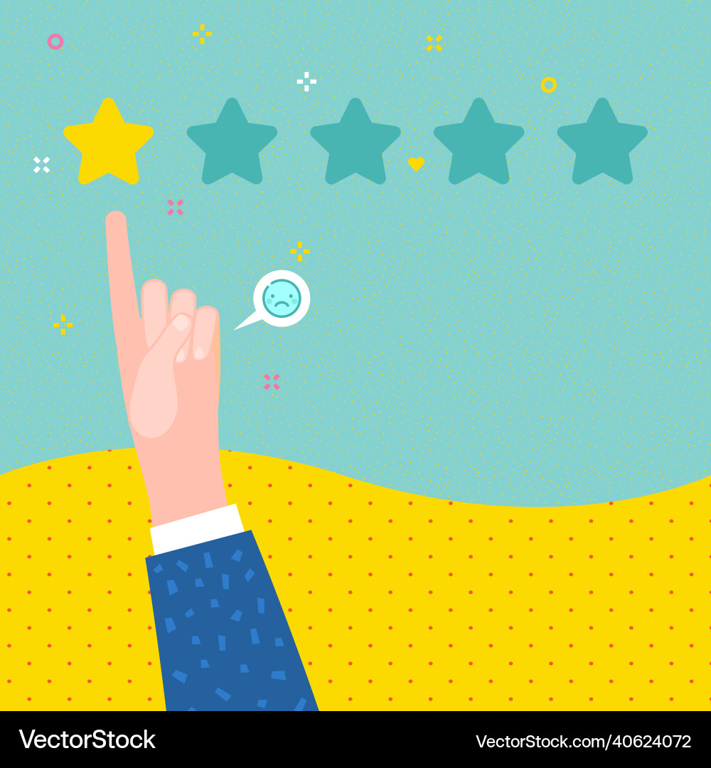 Hand with pointing finger to rating stars Vector Image