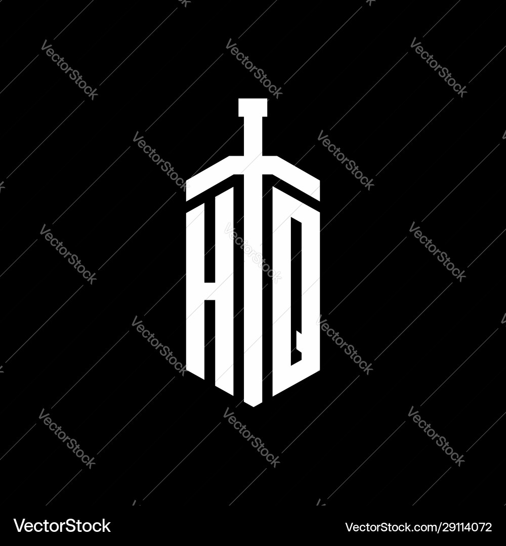 Hq logo monogram with sword element ribbon design Vector Image