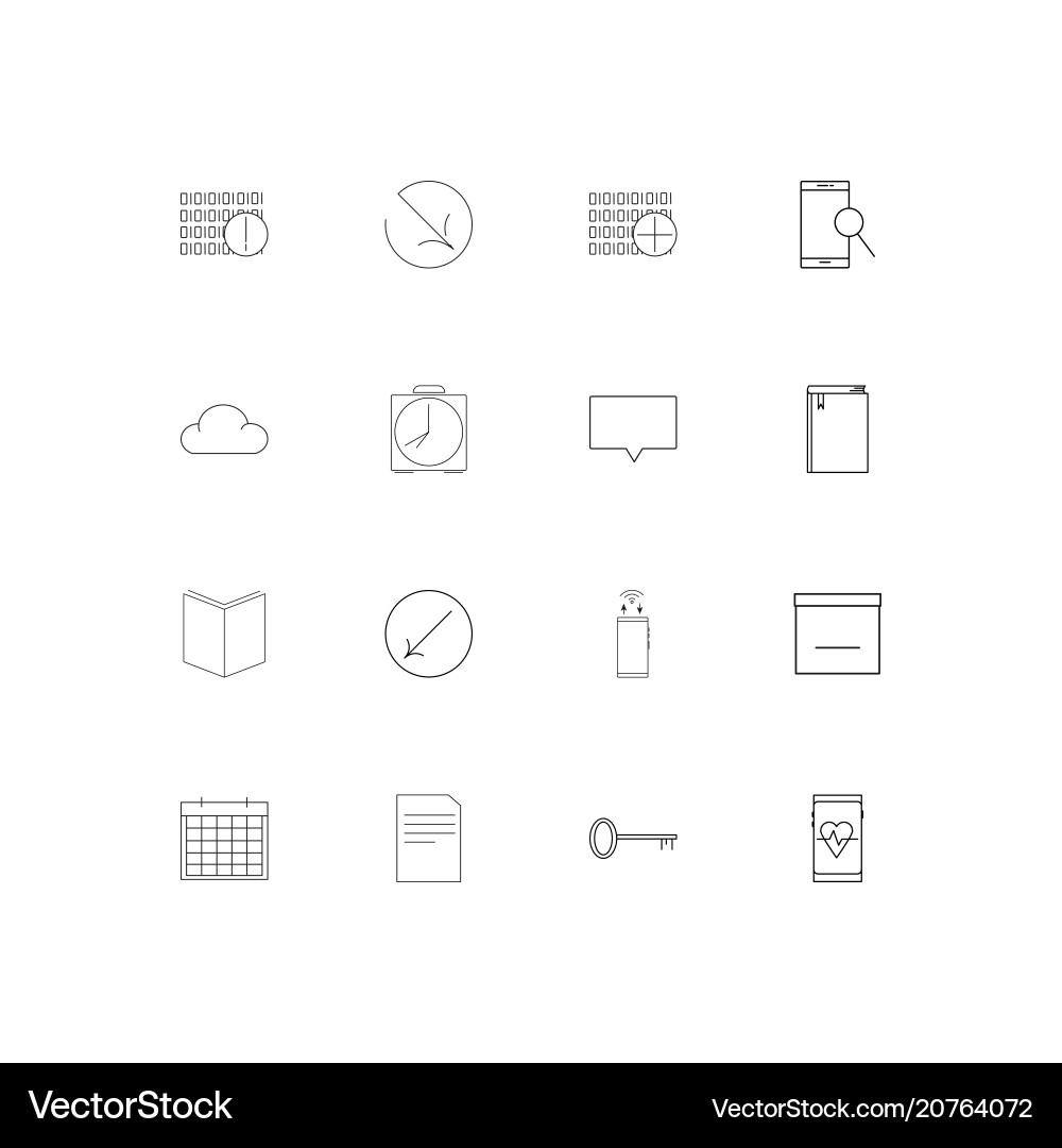 Internet technologies linear thin icons set vector image