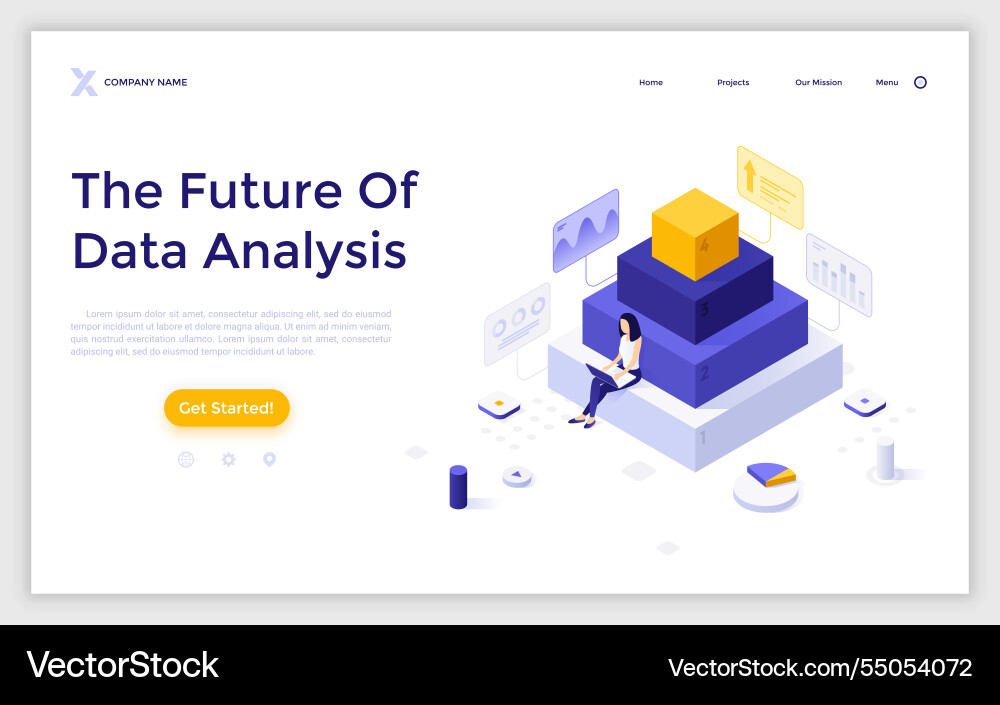 Isometric business landing page template Vector Image