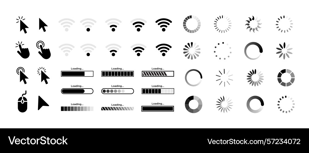 Loading icon cursor hand click wifi sign buffer Loading icon cursor hand click wifi sign buffer Vector Image
