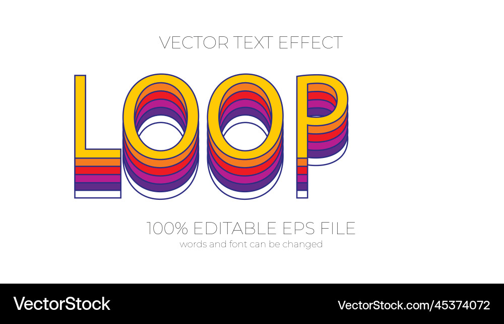 Loop text effect style eps editable Loop text effect style eps editable vector image