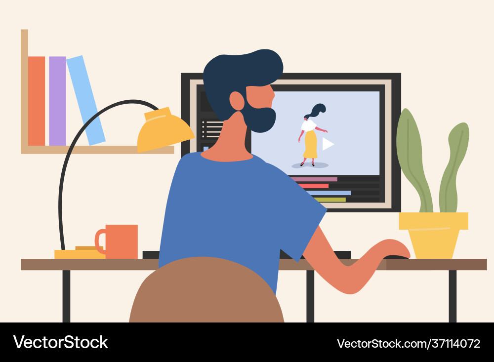 Man Working on Animation Project vector image