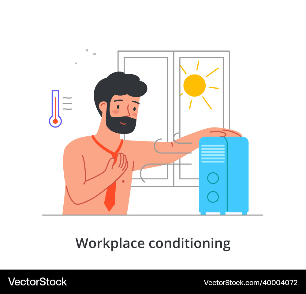 Man works in heat concept Man works in heat concept vector image
