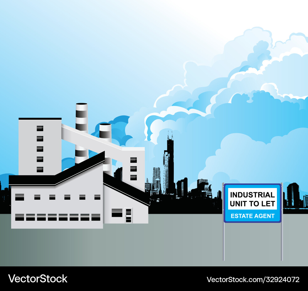 Modern factory building to let Modern factory building to let vector image
