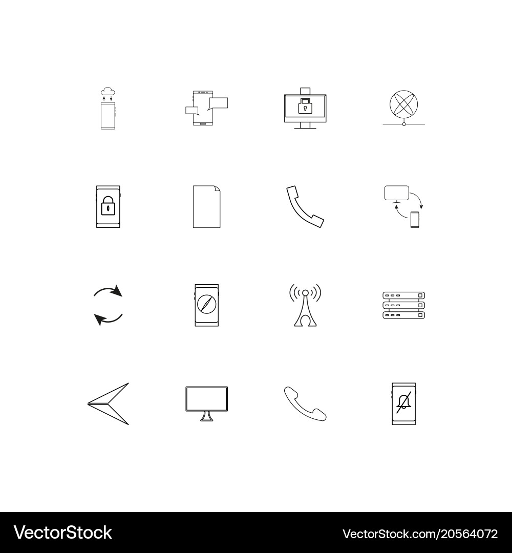 Network and database simple linear icons set vector image