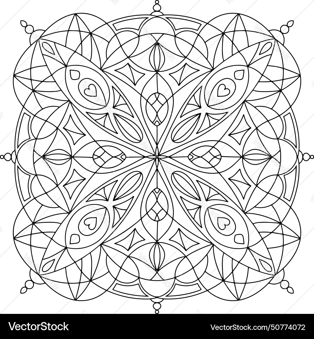 Pattern mandala geometric coloring Pattern mandala geometric coloring vector image