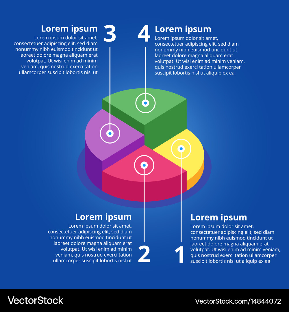 Pie chart on isolated background isometric Vector Image