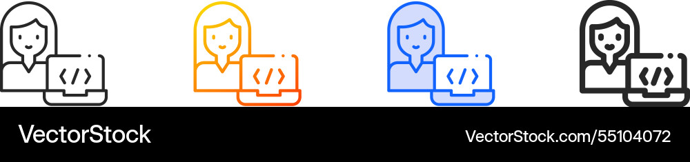 Programmer iconthin linear gradient blue stroke Programmer iconthin linear gradient blue stroke vector image